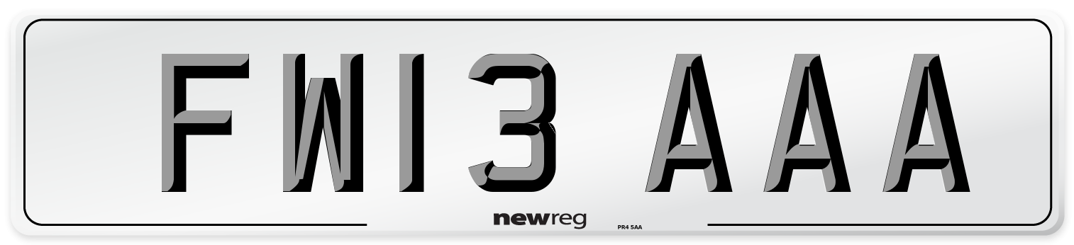 FW13 AAA Number Plate from New Reg